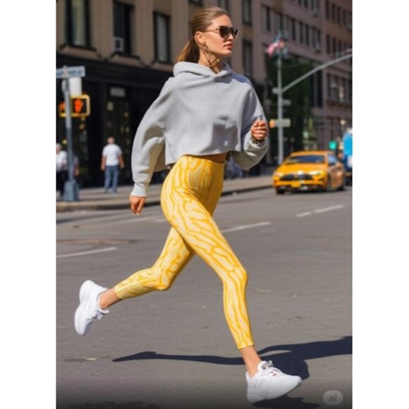 Carbon38 Pants - Carbon38 Yellow Snakeskin Print Leggings L